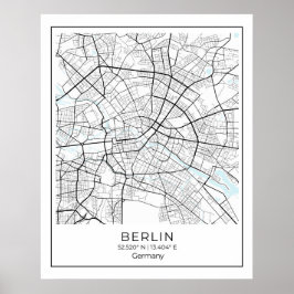 Berlin Karte - Berlin Schwarz & Weiß Karte Poster