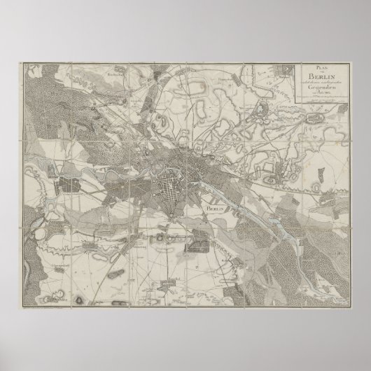 Berlin Map, Plan of the City, Surrounding District Poster (Vorne)