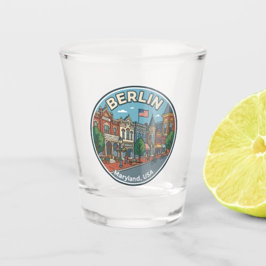 Berlin Maryland USA Schnapsglas (Vorderseite)