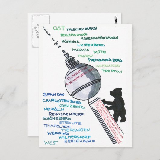 Berlin Mauer Wall East West Mauerfall Postkarte (Vorne/Hinten)