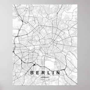 Berlin-Minimalistenkarte (Schwarz & Weiß) Poster