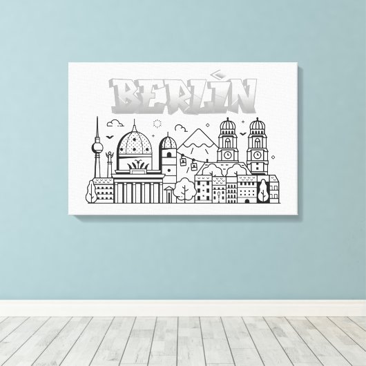 Berlin Minimalistisch Stretch Leinwand Art (Insitu (Holzboden))