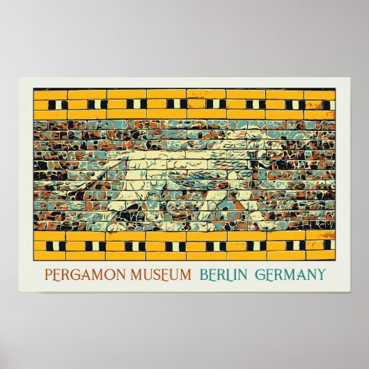 Berlin Pergamon Museum Illustration Deutschland Po Poster (Vorne)