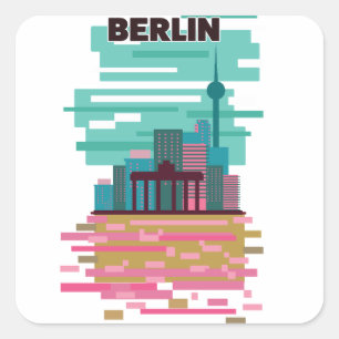 Berlin Reiseplakat Quadratischer Aufkleber
