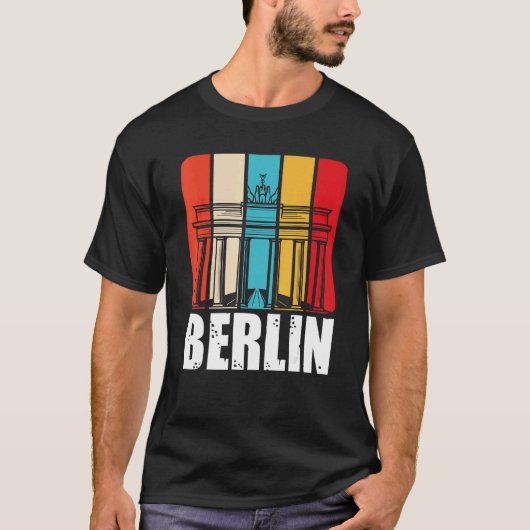 Berlin Retro Brandenburger Tor am Pariser Platz T-Shirt (Vorderseite)