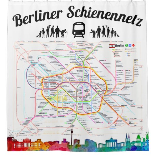" BERLIN Schienennetz Plan auf Duschvorhang ... " (Vorderseite)