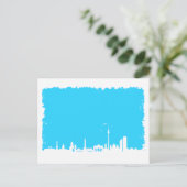 Berlin Skyline Farbe blau Postkarte (Stehend Vorderseite)