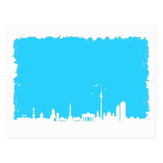 Berlin Skyline Farbe blau Postkarte