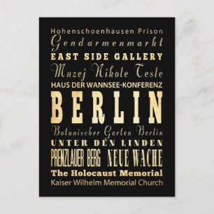 Berlin Stadt Deutschlands Typografie Kunst Postkarte