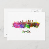 Berlin V2 skyline im Watercolor Postkarte (Vorne/Hinten)