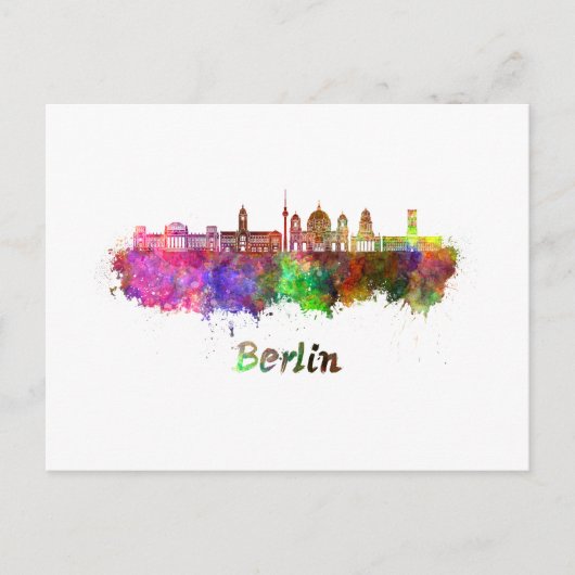 Berlin V2 skyline im Watercolor Postkarte (Vorderseite)