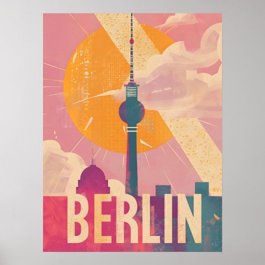 Berlin Vintag Pink Travel Ad Poster (Vorne)