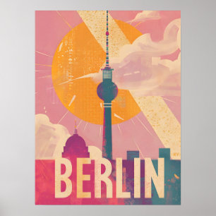 Berlin Vintage Pink Reise-Werbung Poster