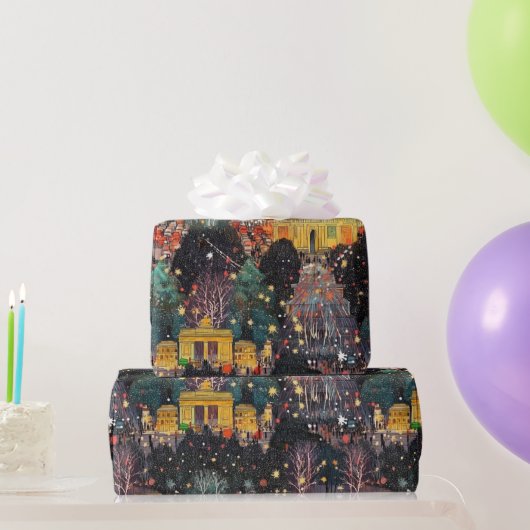 Berlin zu Weihnachten & Neujahr in Wasserfarben Geschenkpapier (Partygeschenke)