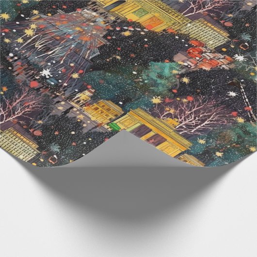 Berlin zu Weihnachten & Neujahr in Wasserfarben Geschenkpapier (Ecke)