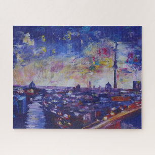 Berliner beeindruckende Skyline bei Nacht Puzzle