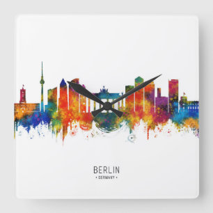 Berliner Deutschland Skyline Quadratische Wanduhr