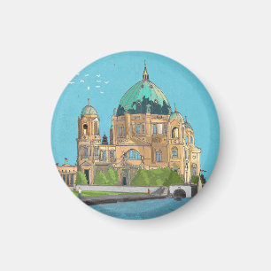 Berliner Dom Deutschland Whimsical Illustration Magnet
