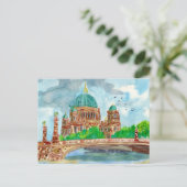 Berliner Dom Watercolor Postkarte (Stehend Vorderseite)