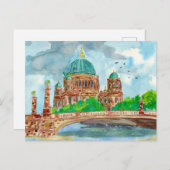 Berliner Dom Watercolor Postkarte (Vorne/Hinten)