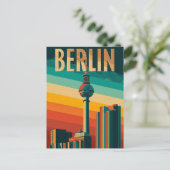 Berliner Fernsehturm Retro Postkarte (Stehend Vorderseite)