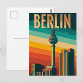 Berliner Fernsehturm Retro Postkarte (Vorne/Hinten)