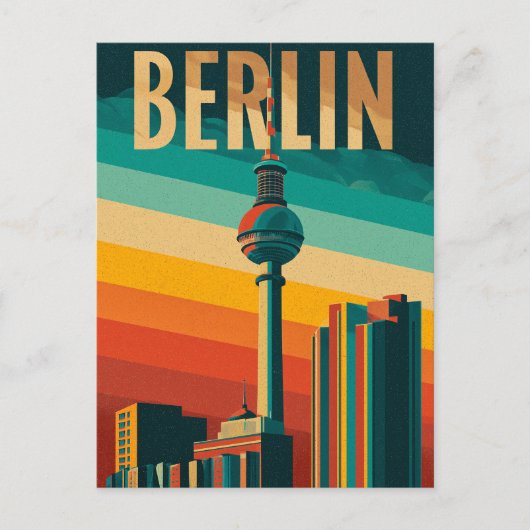 Berliner Fernsehturm Retro Postkarte (Vorderseite)