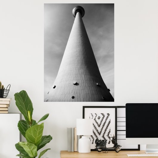Berliner Fernsehturm Schwarz Weiß Poster (Heimbüro)