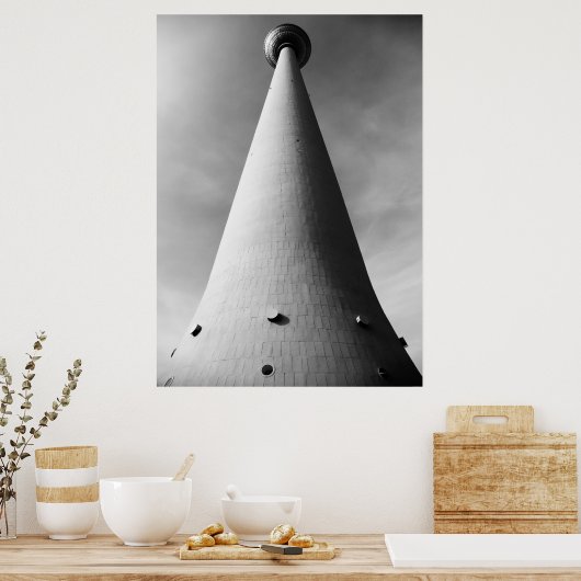 Berliner Fernsehturm Schwarz Weiß Poster (Küche)