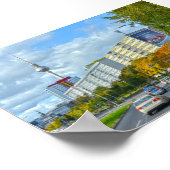 Berliner Fernsehturm und belebte Straße Poster (Ecke)