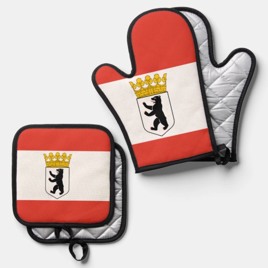 Berliner Flagge Ofenhandschuh & Topflappen-Set (Vorderseite/Rückseite)