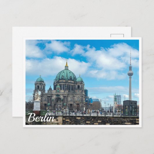 Berliner Kathedrale und Fernsehturm in Berlin Postkarte (Vorne/Hinten)