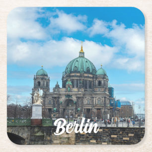 Berliner Kathedrale und Fernsehturm in Berlin Rechteckiger Pappuntersetzer