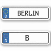 Berliner Kennzeichen, deutsches Kfz-Kennzeichen Aufkleber (Vorderseite)