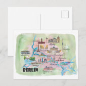 Berliner Lieblings-Karte mit touristischen Orten Postkarte (Vorne/Hinten)