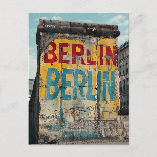 Berliner Mauer Vintage Postkarte (Vorderseite)