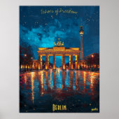 Berliner Nächte - Brandenburger Tor Spiegelungen Poster (Vorne)