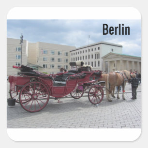 Berliner Pferdekutsche Quadratischer Aufkleber