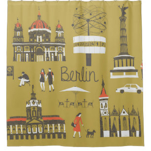 Berliner Sehenswürdigkeiten, monumentale Illustrat Duschvorhang