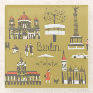 Berliner Sehenswürdigkeiten, monumentale Illustrat Glasuntersetzer