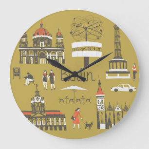 Berliner Sehenswürdigkeiten, monumentale Illustrat Große Wanduhr
