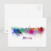 Berliner Skyline in Aquarell Postkarte (Vorne/Hinten)