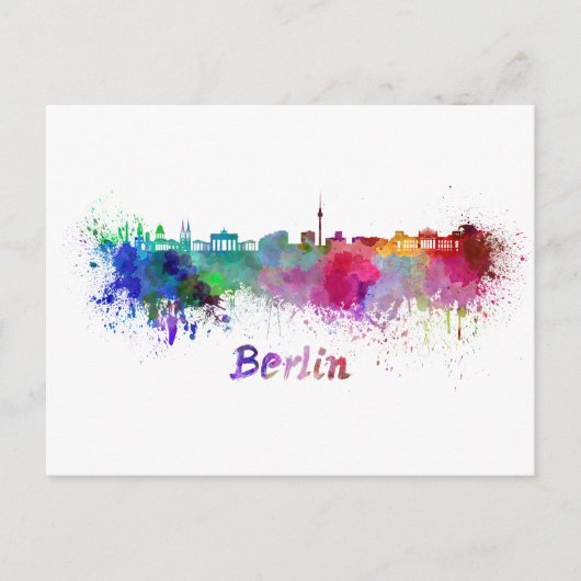 Berliner Skyline in Aquarell Postkarte (Vorderseite)
