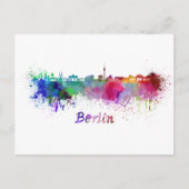 Berliner Skyline in Aquarellfarbe Postkarte (Vorderseite)