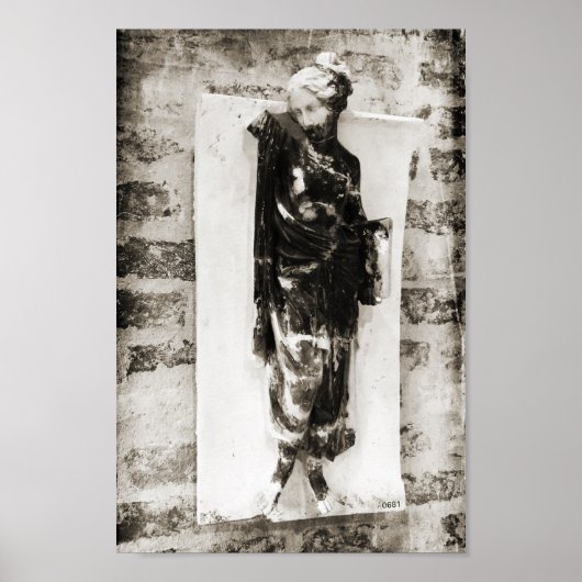 Berliner Statue | Schwarz + Weiß Poster (Vorne)