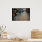 Berliner Straße im Regen Poster (Küche)