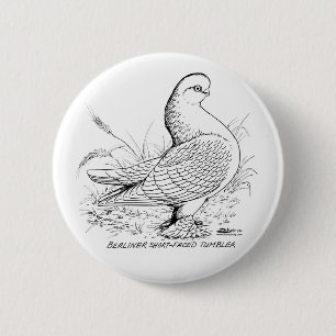 Berliner Taube Schwarz und Weiß Button
