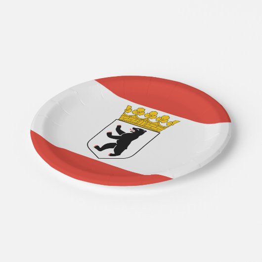 Berliner Teller-Flagge Pappteller (Schrägansicht)