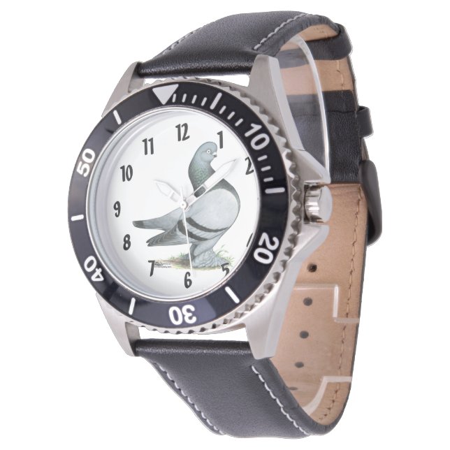 Berliner Tumbler Pigeon Blue Bar Armbanduhr (Schrägansicht)