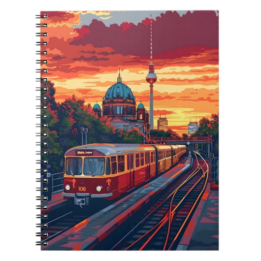 Berliner Twilight: Skyline Symphony in Lila Hues Notizblock (Vorderseite)
